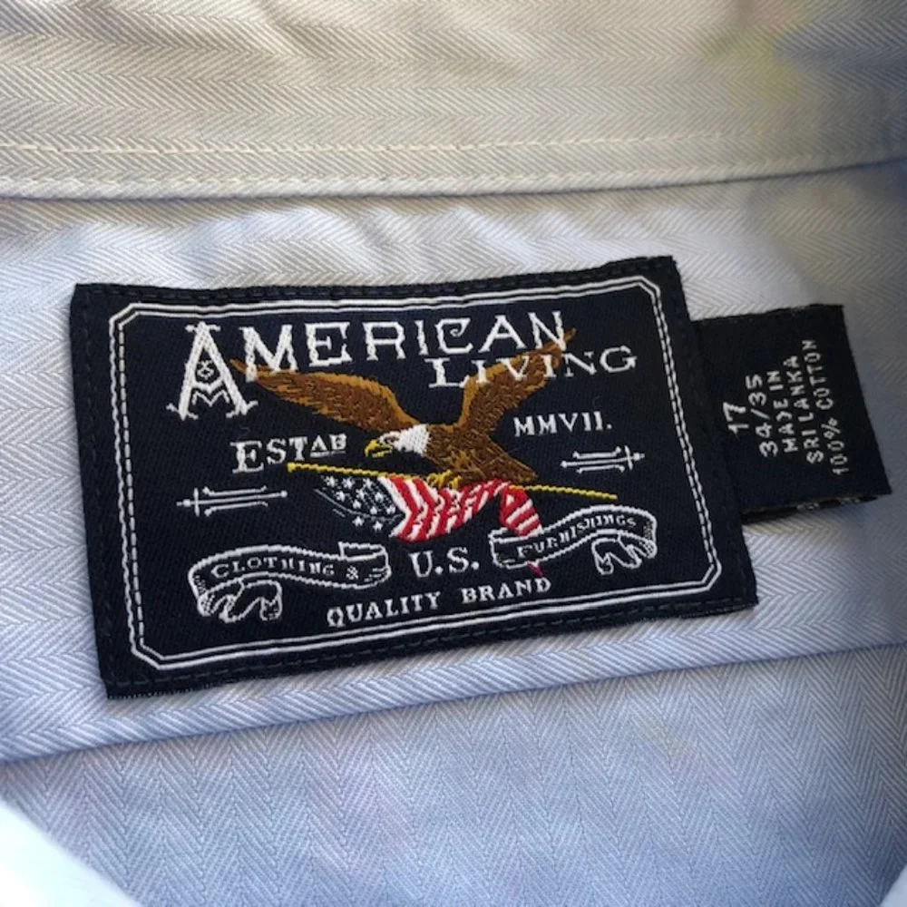 American Living‎ Button Down Long Sleeve Shirt Men's XL 17 34/45 Light Blue